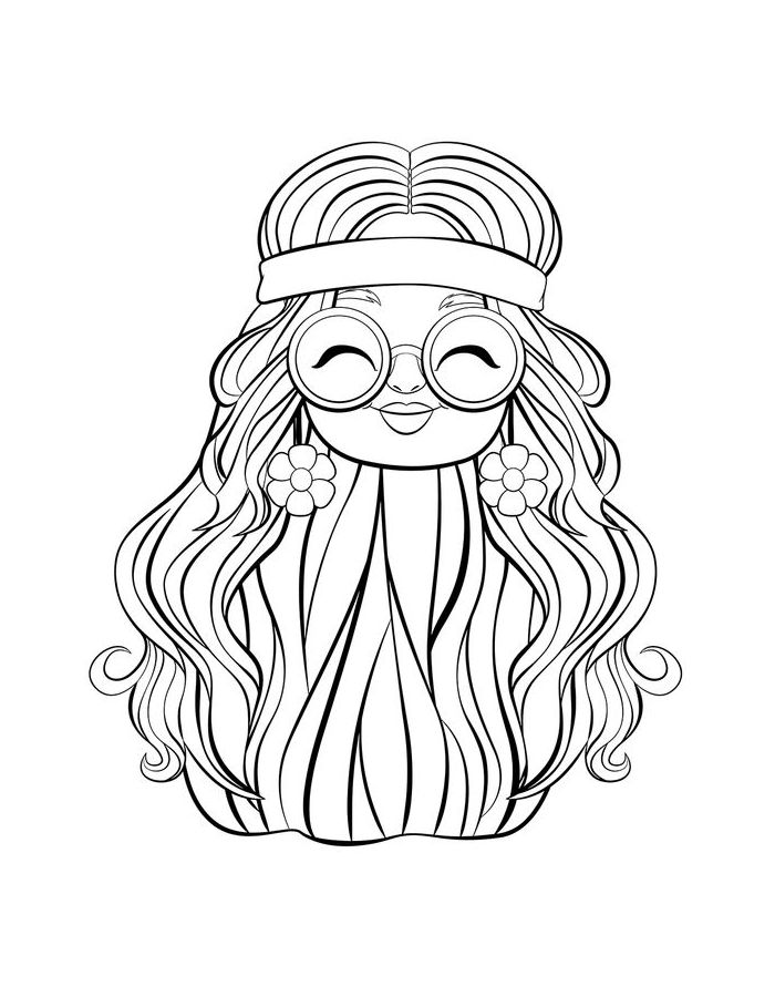 Hippie Drawing Aesthetic Coloring Page