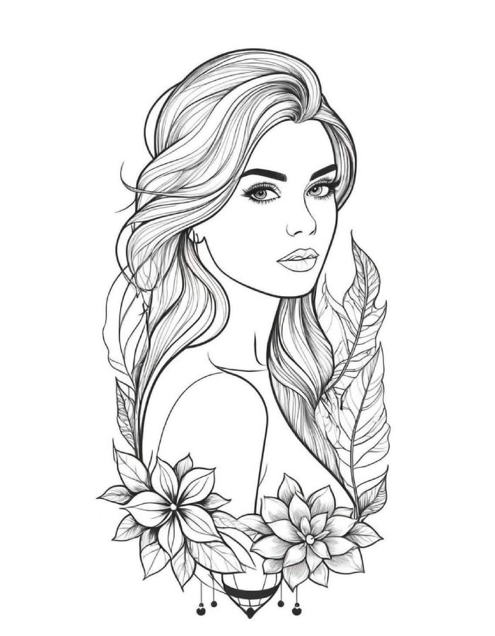 Hippie Line Art Coloring Page