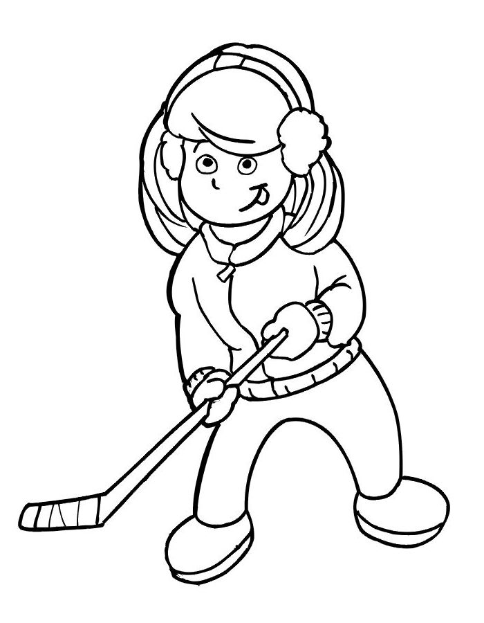 Hockey Girl Drawing Coloring Page