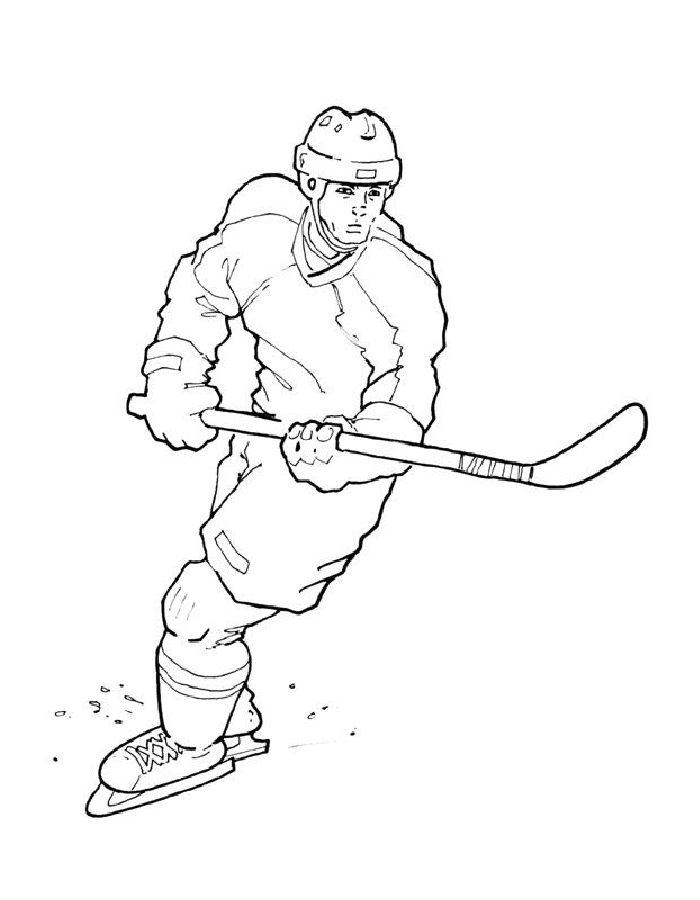 Hockey Player With Stick Coloring Page