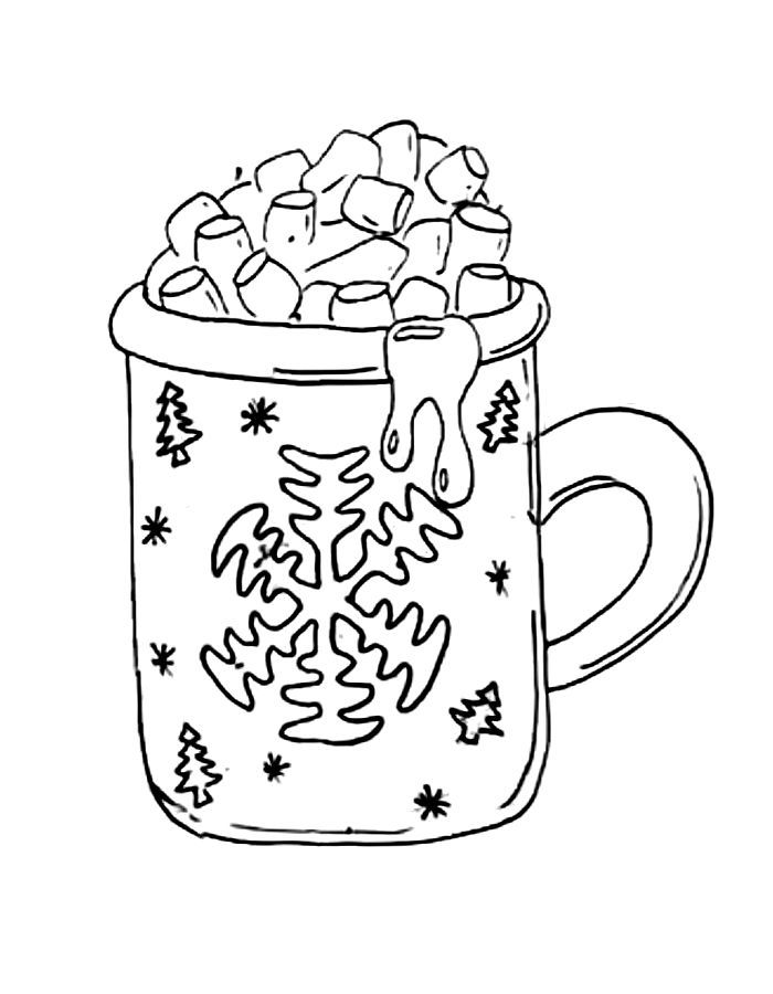 Hot Chocolate With Marshmallows Coloring Page