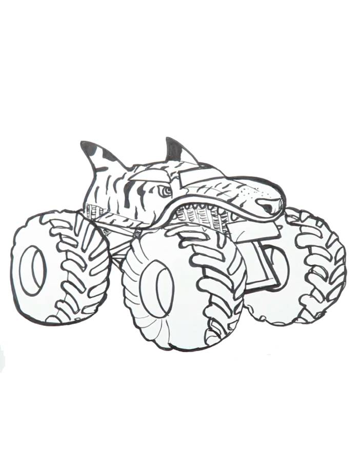 Hot Wheels Shark Monster Truck Coloring Page