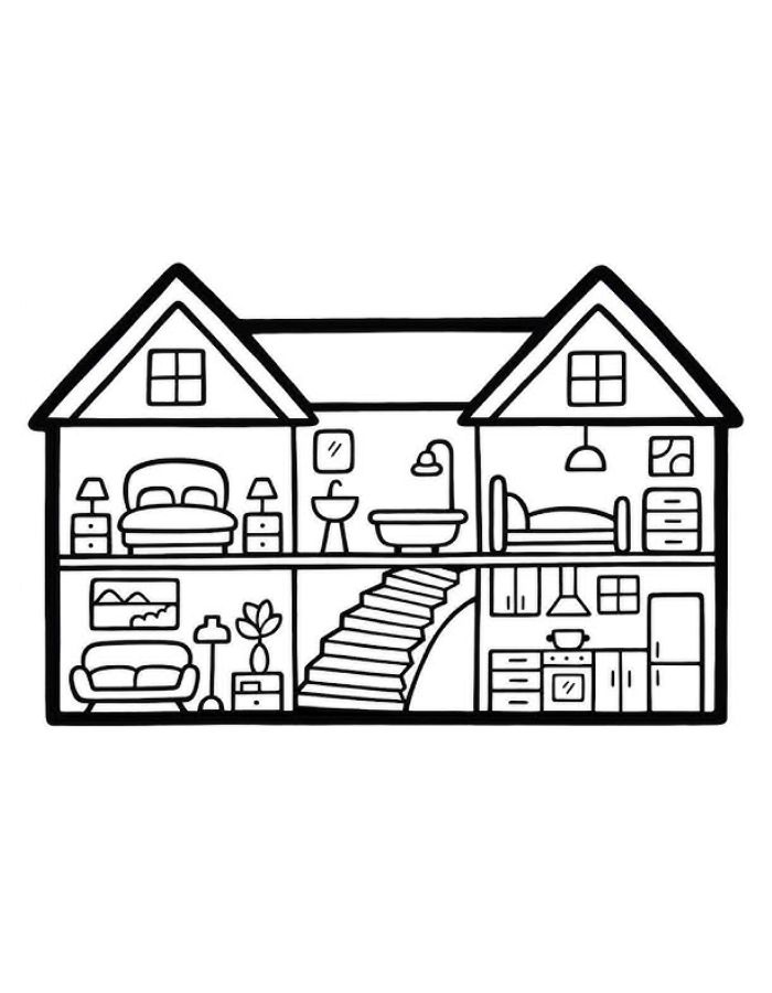 House Drawing Smart Kids Art Coloring Page