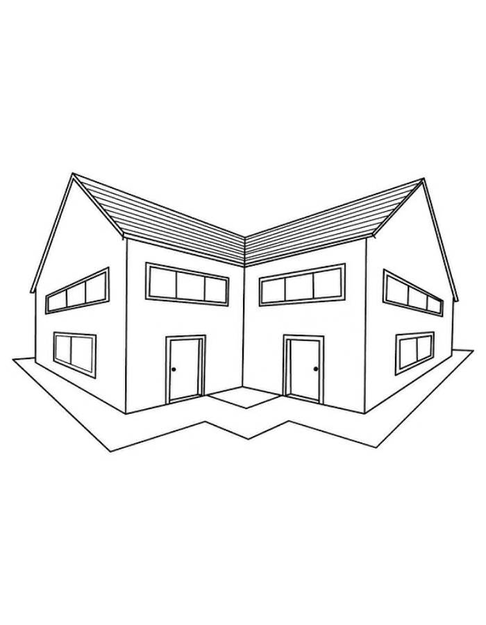 House Line Art Coloring Page