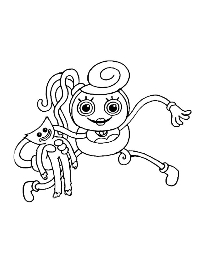 Huggy Wuggy And Mommy Long Legs Coloring Page