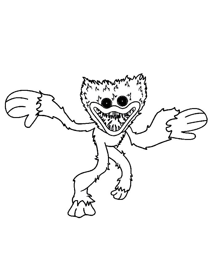 Huggy Wuggy Chasing The Player Coloring Page