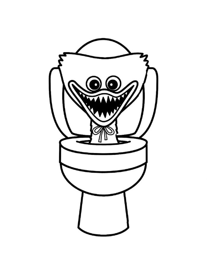 Huggy Wuggy Skibidi Toilet Coloring Page