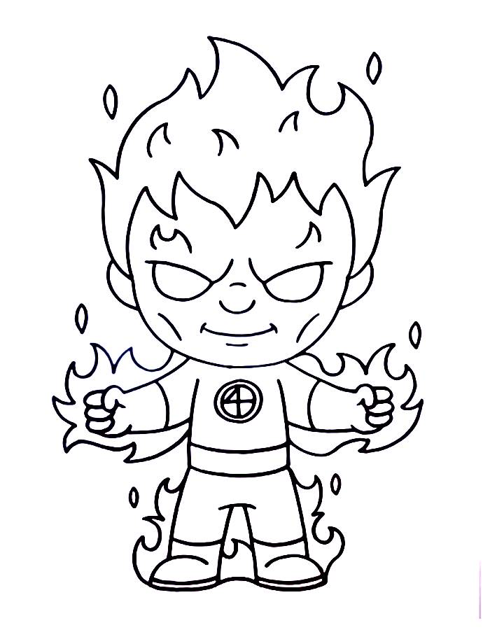 Human Torch Coloring Page