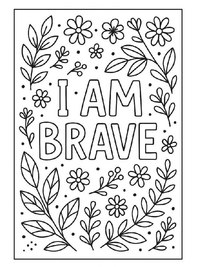 I Am Brave Motivational Coloring Page