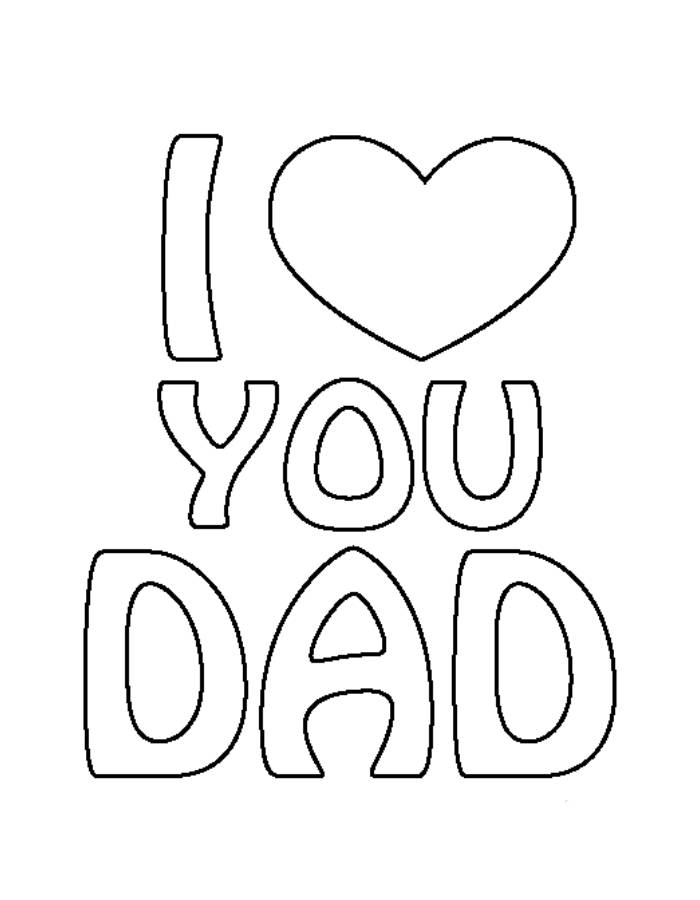 I Love You Dad Line Art Coloring Page