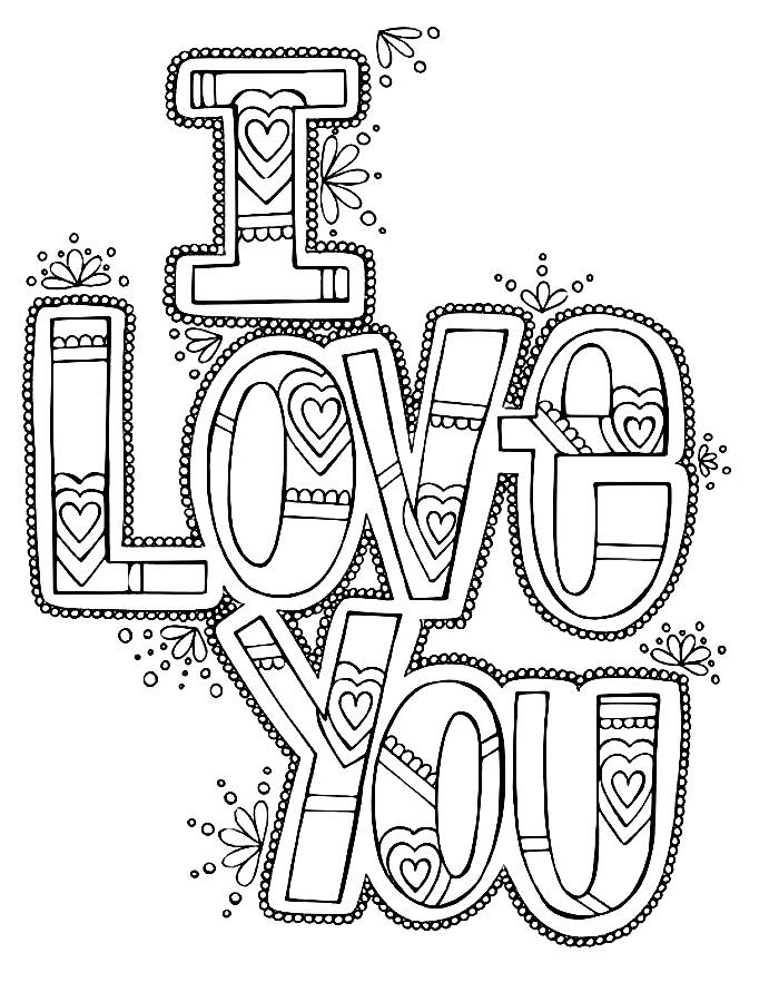 I Love You Drawing Coloring Page