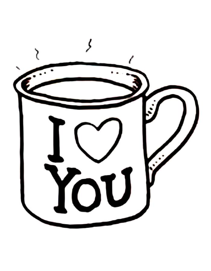 I Love You Mug Coloring Page