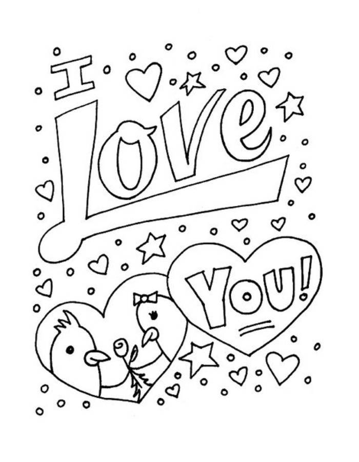 I Love You Outline Coloring Page