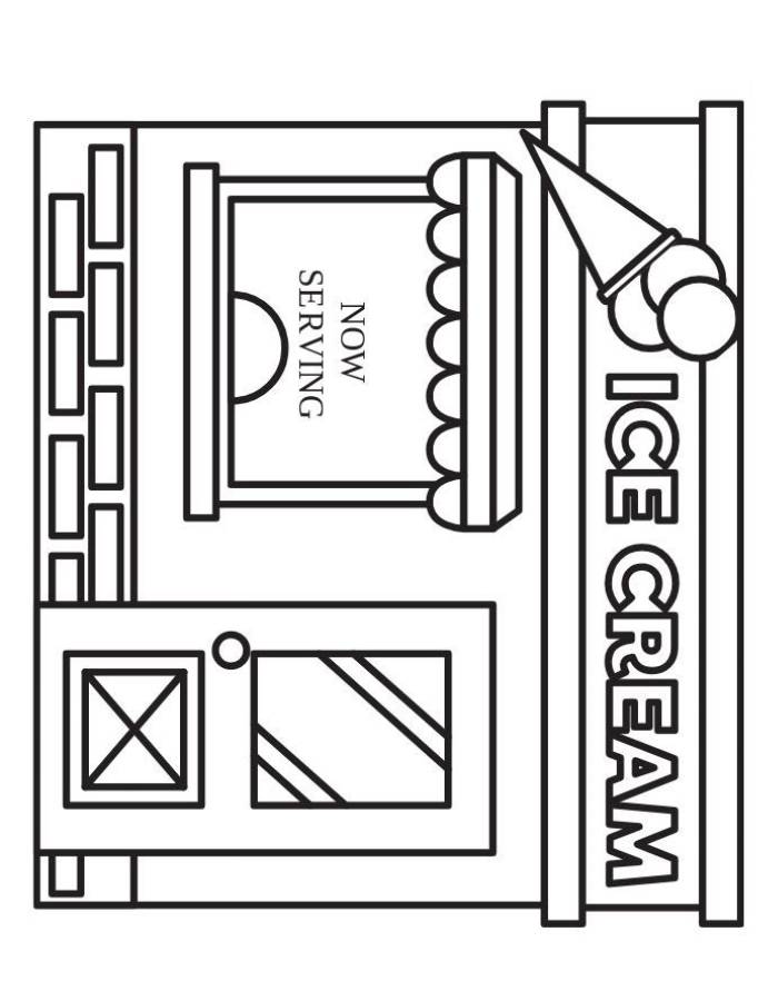 Ice Cream Shop For Kids Coloring Page