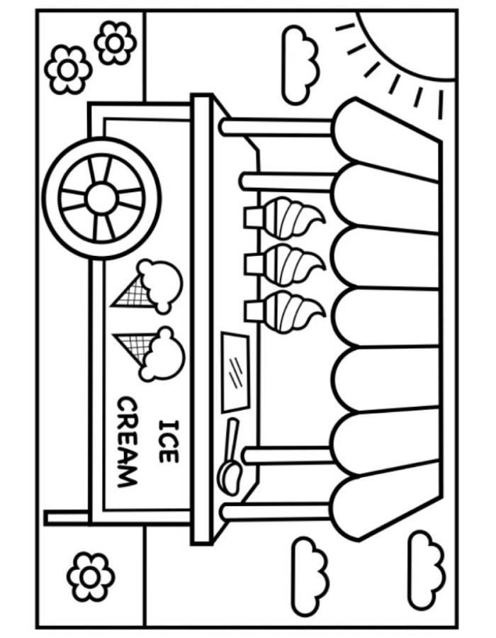 Ice Cream Stand For Kids Coloring Page