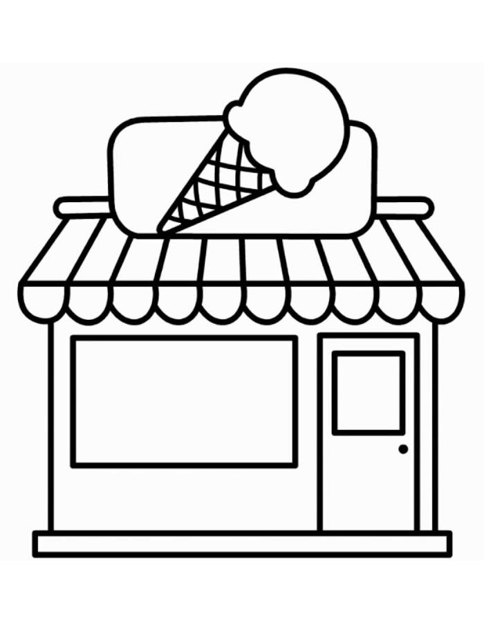 Ice Cream Store Coloring Page