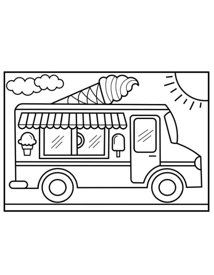 Ice Cream Truck Printable Outline For Kids