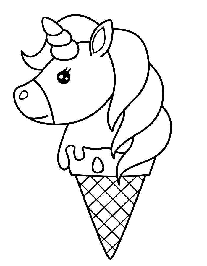 Ice Cream Unicorn Coloring Page