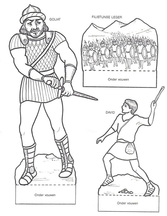 Illustrating of david and goliath coloring page