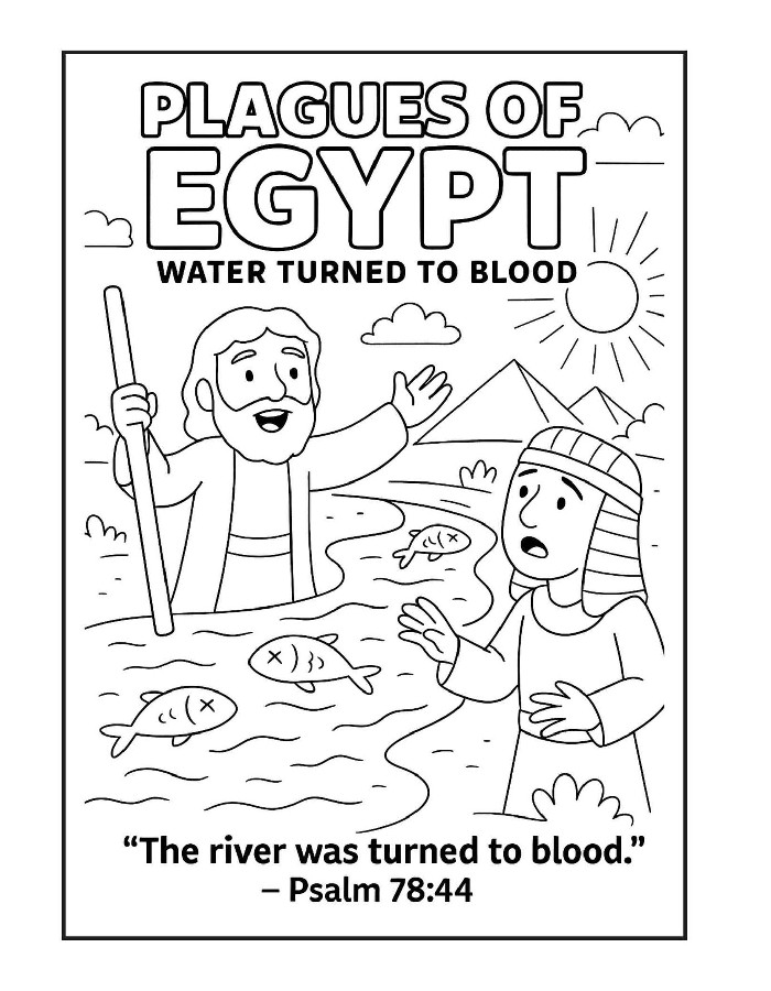 Illustrating The First Plague Of Egypt Coloring Page