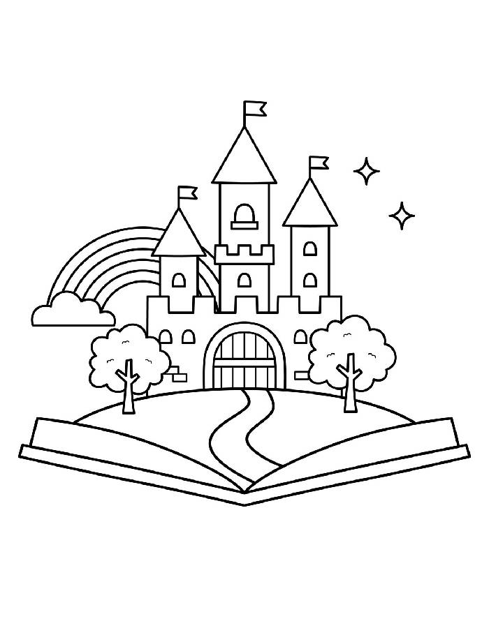 Illustration Of A Fairytale Princess Castle Coloring Page