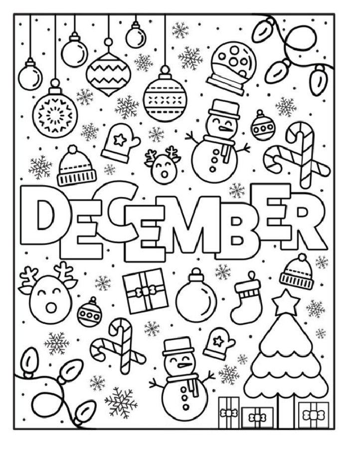 Illustrations Of Winter Month Coloring Page