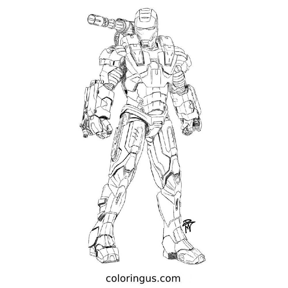 Iron Man War Machine Coloring Page