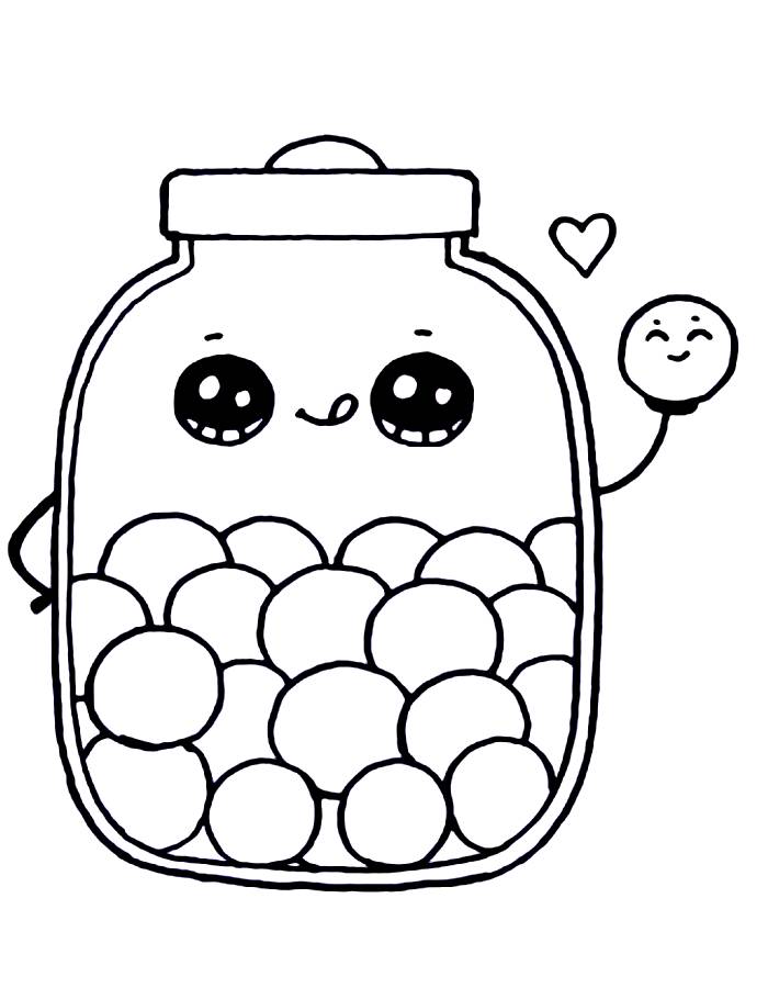 Jar Of Candy Coloring Page