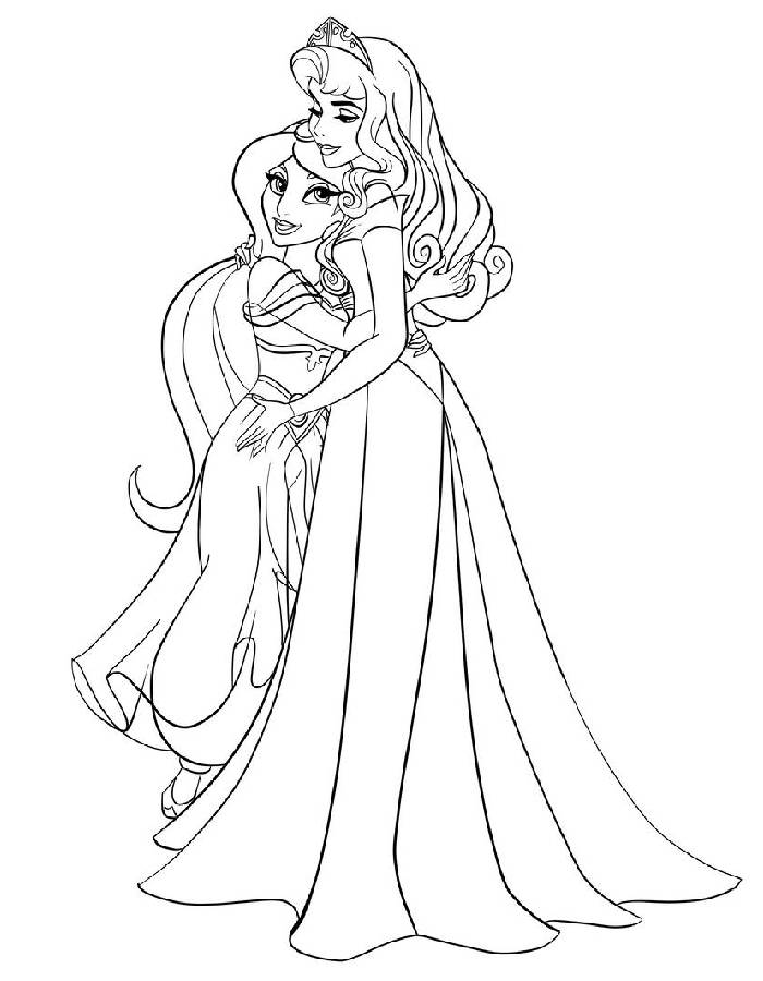 Jasmine And Aurora Coloring Page