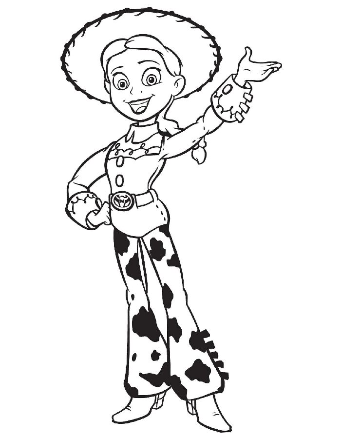 Jessie Wearing Her Cowgirl Outfit And Hat Coloring Page