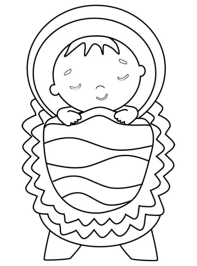 Jesus In A Manger Coloring Page