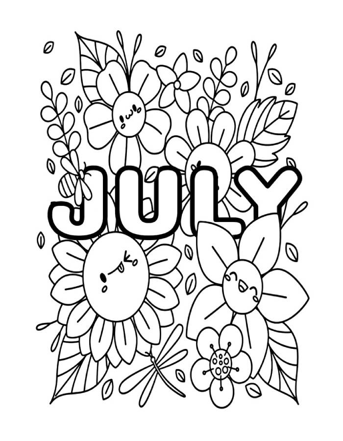 July Flowers Free Printable