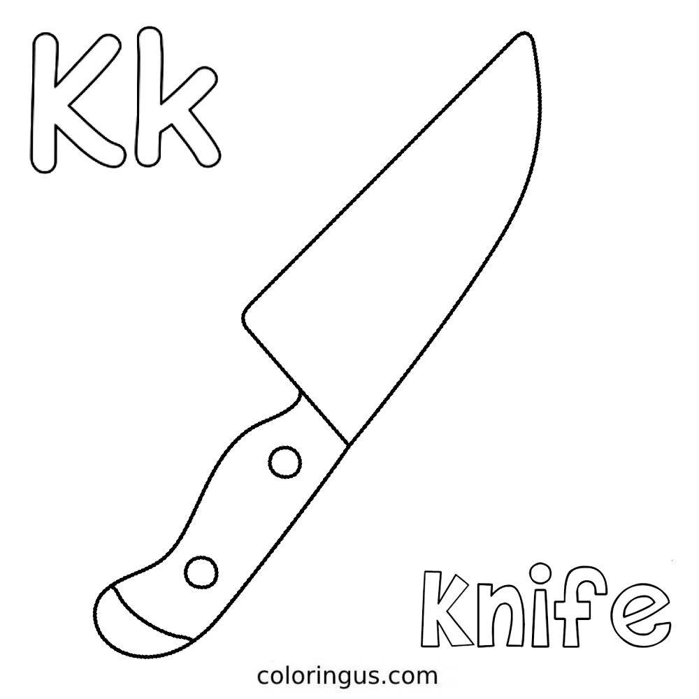 K For Knife Coloring Page