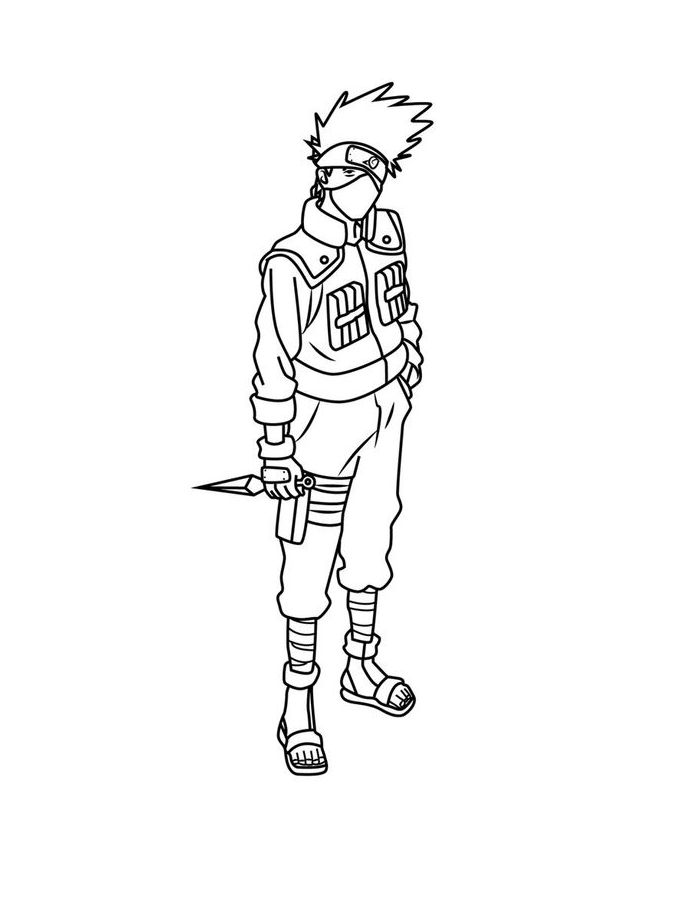 Kakashi Hatake Naruto Line Art Coloring Page