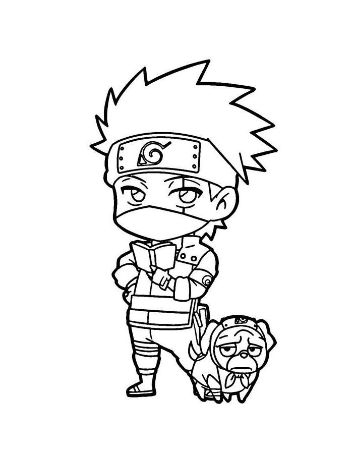 Kakashi Hatake With Dog Coloring Page