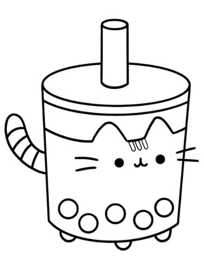 Kawaii Boba Coloring Page