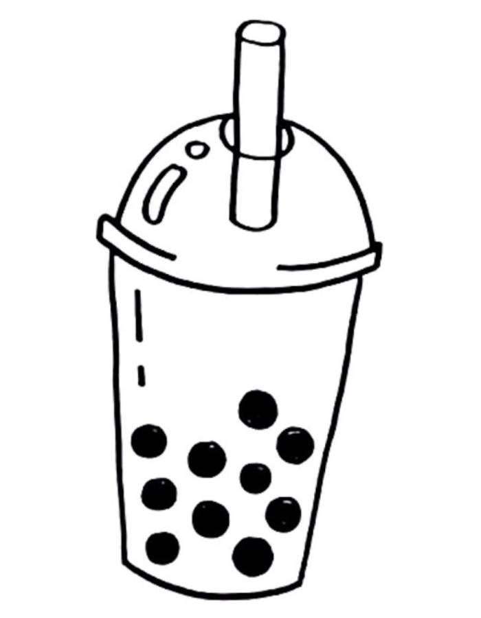 Kawaii Bubble Tea Coloring Page