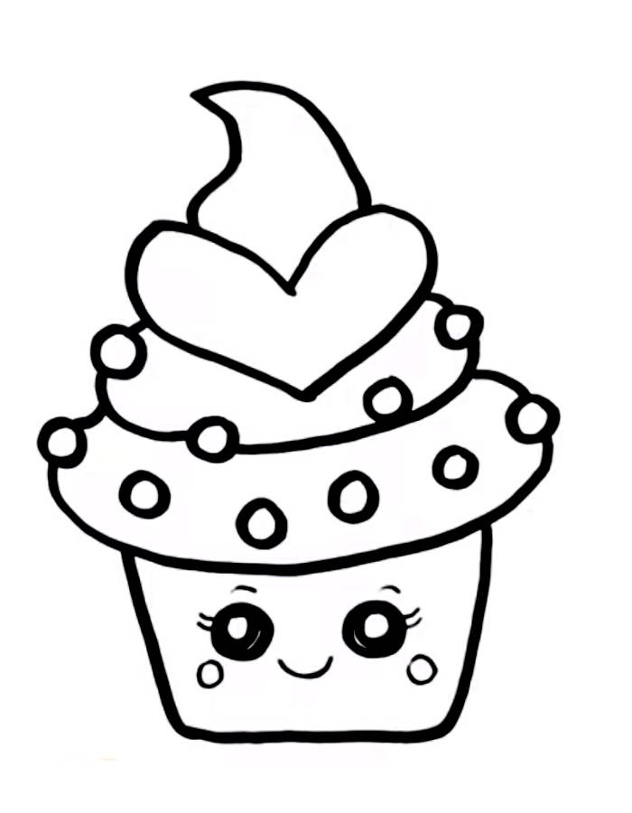 Kawaii Cupcake Printable Pdf Coloring Page