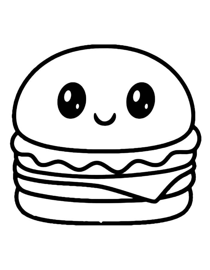 Kawaii Fast Food Coloring Page