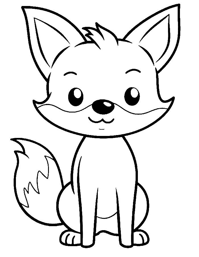 Kawaii Fox Drawing Coloring Page