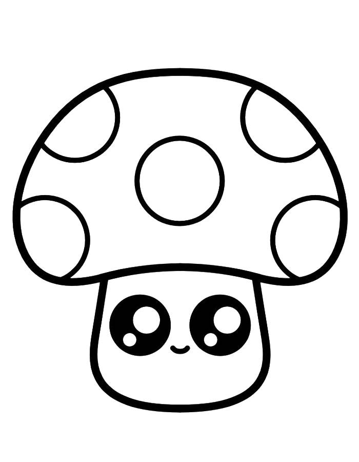 Kawaii Mushroom Coloring Page