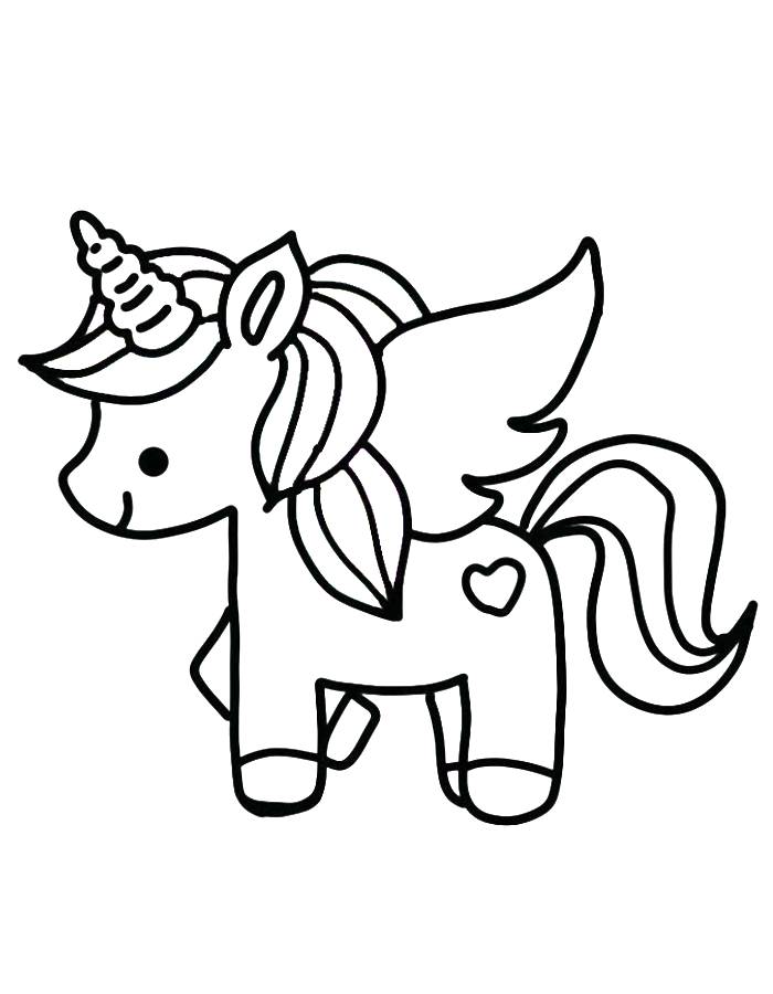 Kawaii Printable Unicorn Coloring Page