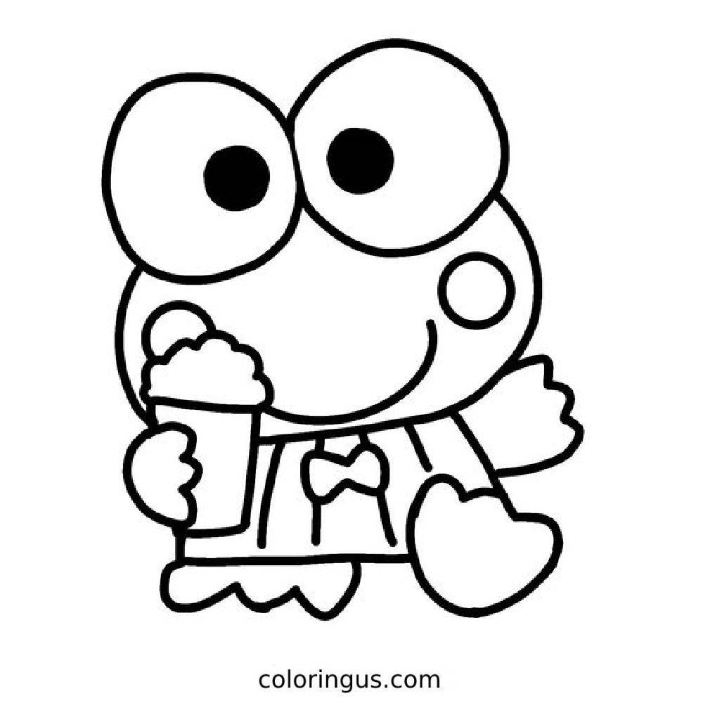 Sad Frog Keroppi Coloring Page