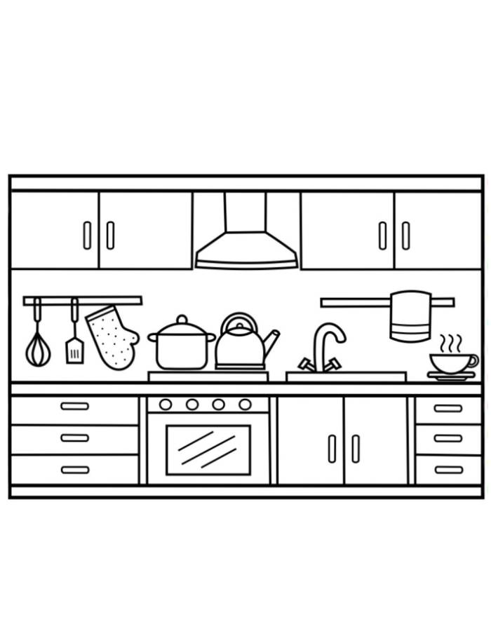 Kitchen Outline For Kids