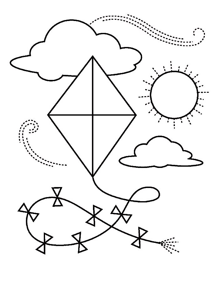 Kites In The Sky Pictures Coloring Page