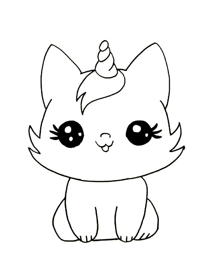 Kitty Unicorn Coloring Page