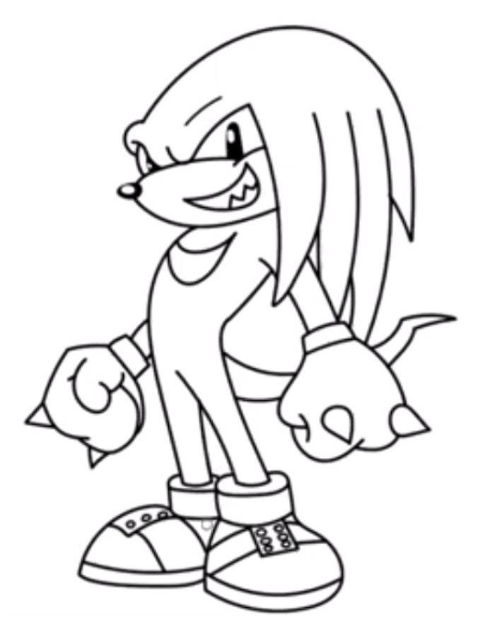 Knuckles Sonic Color Page Coloring Page