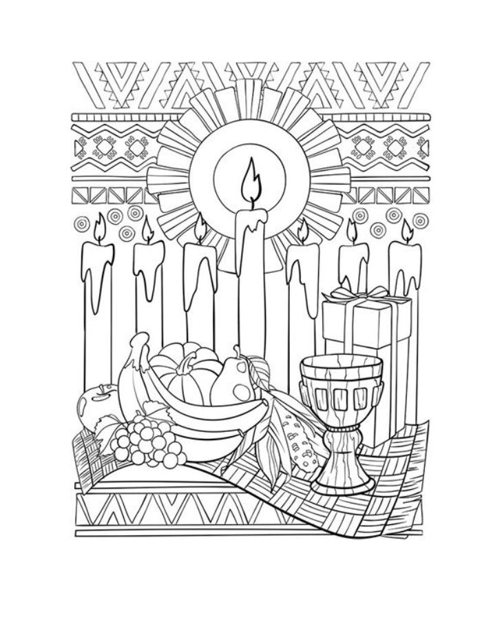 Kwanzaa Mishumaa Saba Coloring Page