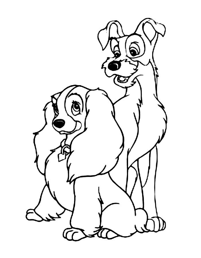 Lady And The Tramp Line Art Coloring Page