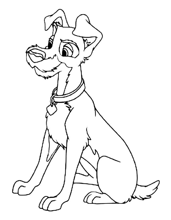 Lady And The Tramp Outline Coloring Page